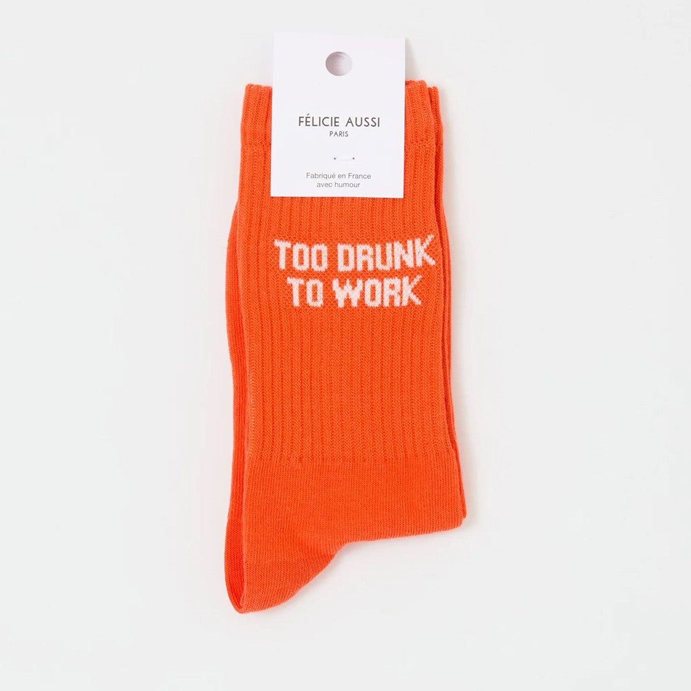 CHAUSSETTES TOO DRUNK TO WORK 36/40 ORANGE